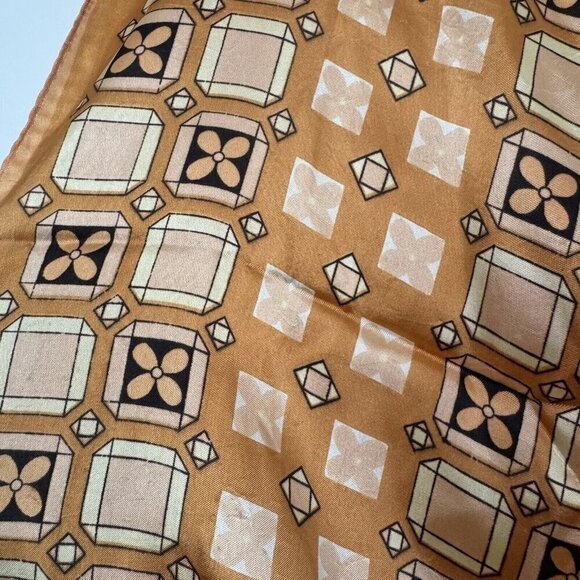 A Paris Creation Brown Square Vintage Scarf Geometric 100% Acetate 26.5” X 27” - Picture 2 of 4